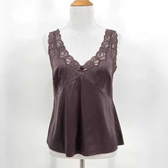 Jigsaw London Tops - JIGSAW LONDON Silk Satin Lace edge Top Sleeveless Tank Mole Gray US 6 UK10 NWT